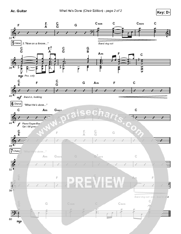 What He's Done (Choir Edition) (Choral Anthem) Acoustic Guitar (Passion / Arr. Erik Foster)