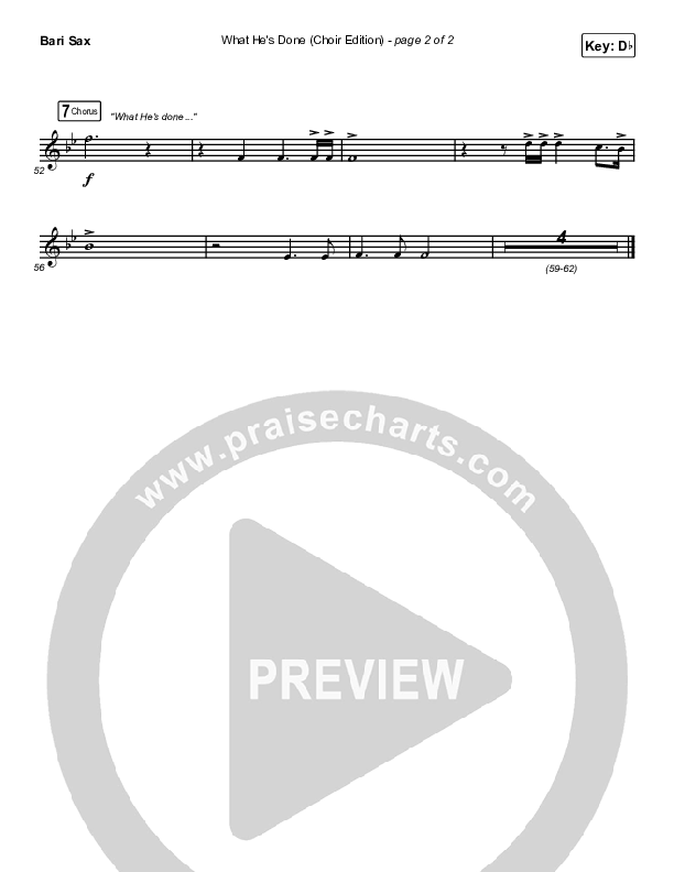What He's Done (Choir Edition) (Choral Anthem) Bari Sax (Passion / Arr. Erik Foster)