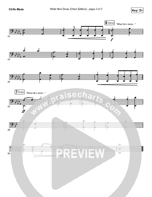 What He's Done (Choir Edition) (Choral Anthem) Cello/Bass (Passion / Arr. Erik Foster)