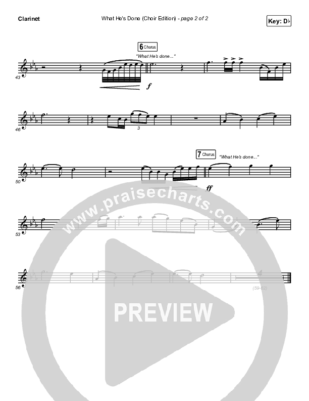 What He's Done (Choir Edition) (Choral Anthem) Clarinet 1,2 (Passion / Arr. Erik Foster)