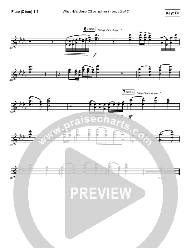 What He's Done (Choir Edition) (Choral Anthem) Flute/Oboe 1/2/3 (Passion / Arr. Erik Foster)