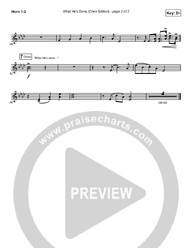 What He's Done (Choir Edition) (Choral Anthem) French Horn 1,2 (Passion / Arr. Erik Foster)