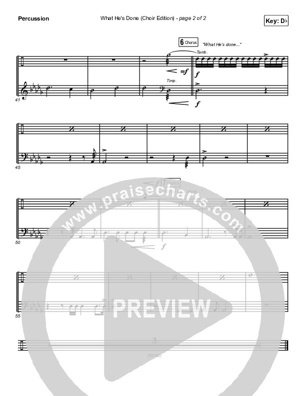 What He's Done (Choir Edition) (Choral Anthem) Percussion (Passion / Arr. Erik Foster)