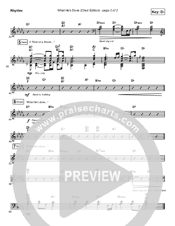 What He's Done (Choir Edition) (Choral Anthem) Rhythm Chart (Passion / Arr. Erik Foster)