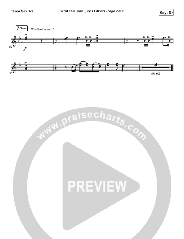 What He's Done (Choir Edition) (Choral Anthem) Tenor Sax 1,2 (Passion / Arr. Erik Foster)