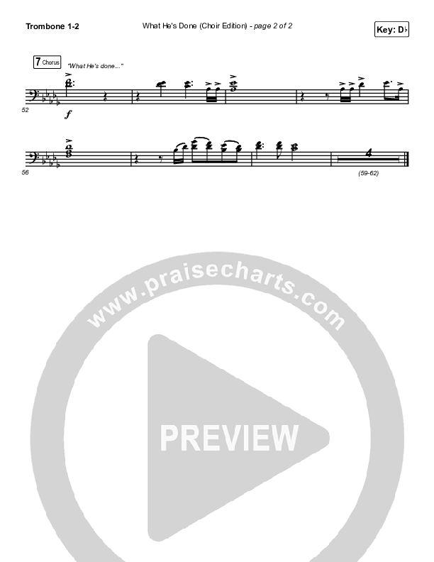 What He's Done (Choir Edition) (Choral Anthem) Trombone 1,2 (Passion / Arr. Erik Foster)