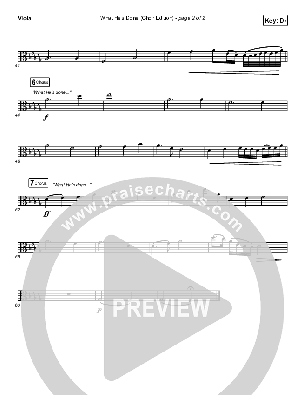 What He's Done (Choir Edition) (Choral Anthem) Viola (Passion / Arr. Erik Foster)