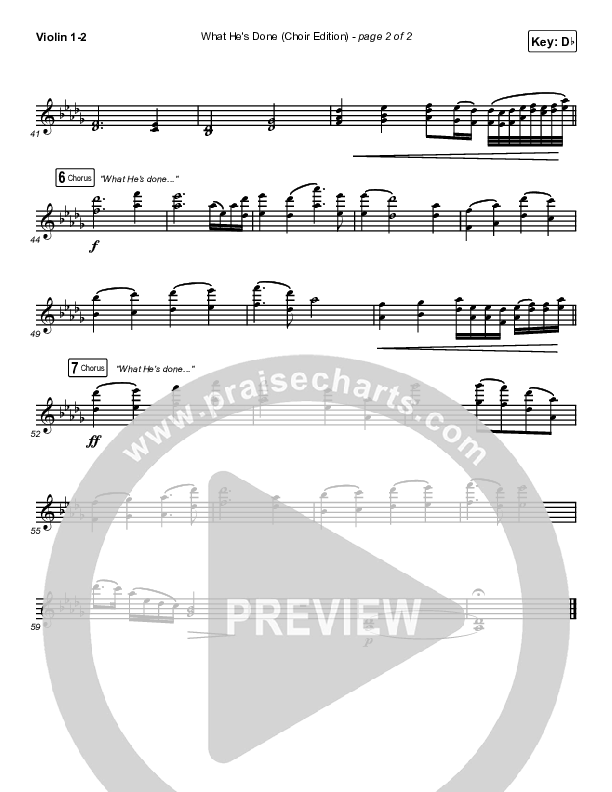 What He's Done (Choir Edition) (Choral Anthem) Violin 1,2 (Passion / Arr. Erik Foster)