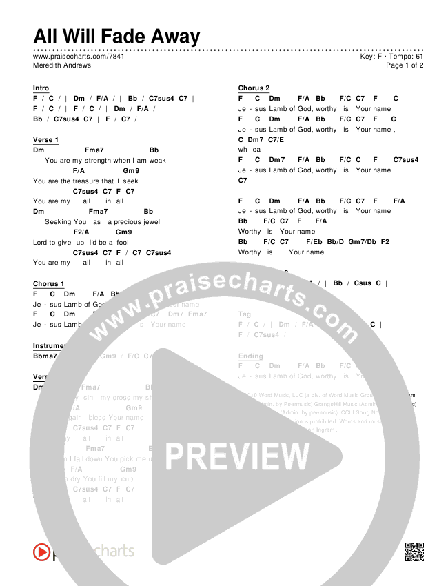 All Will Fade Away Chords & Lyrics (Meredith Andrews)