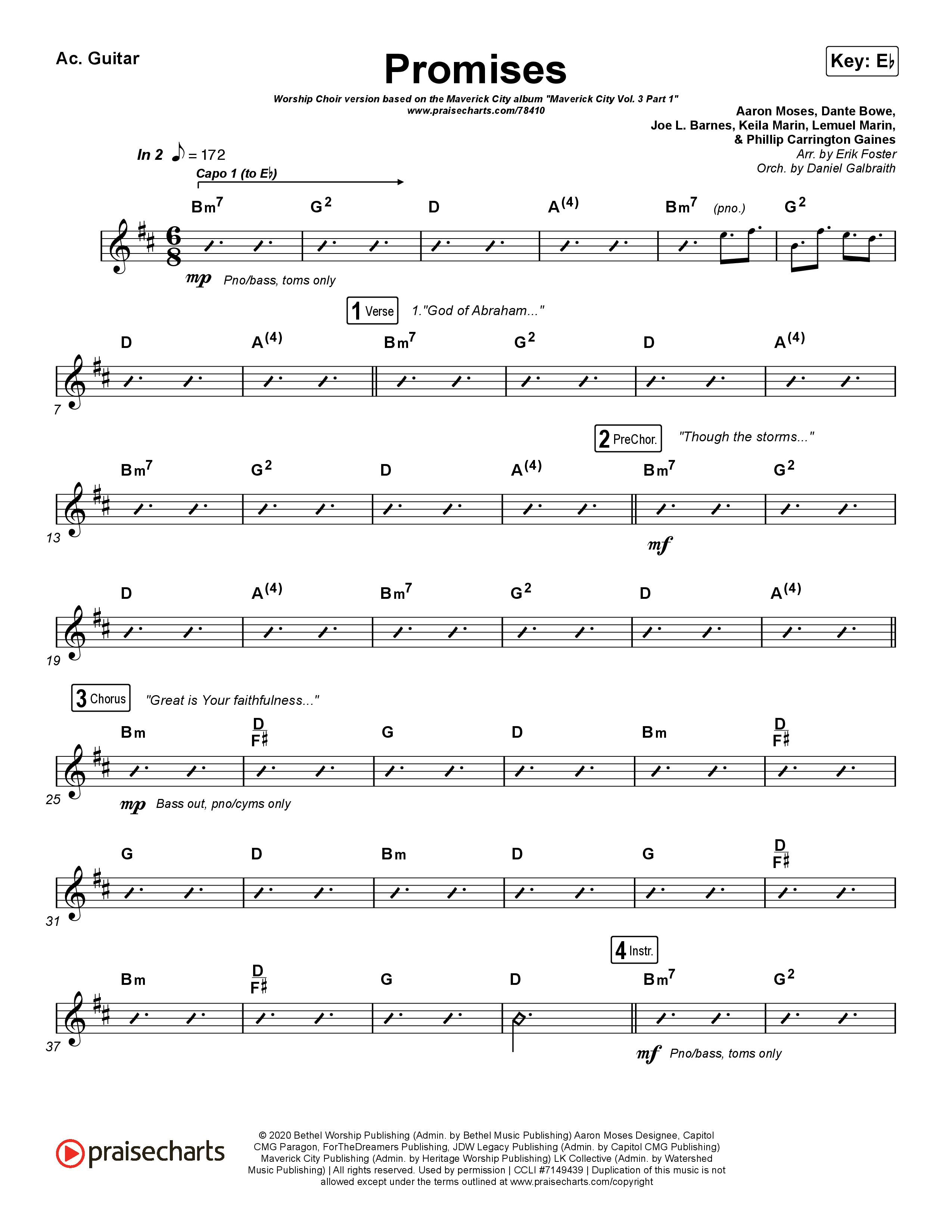 Promises (Worship Choir SAB) Acoustic Guitar (Maverick City Music / Arr. Erik Foster)