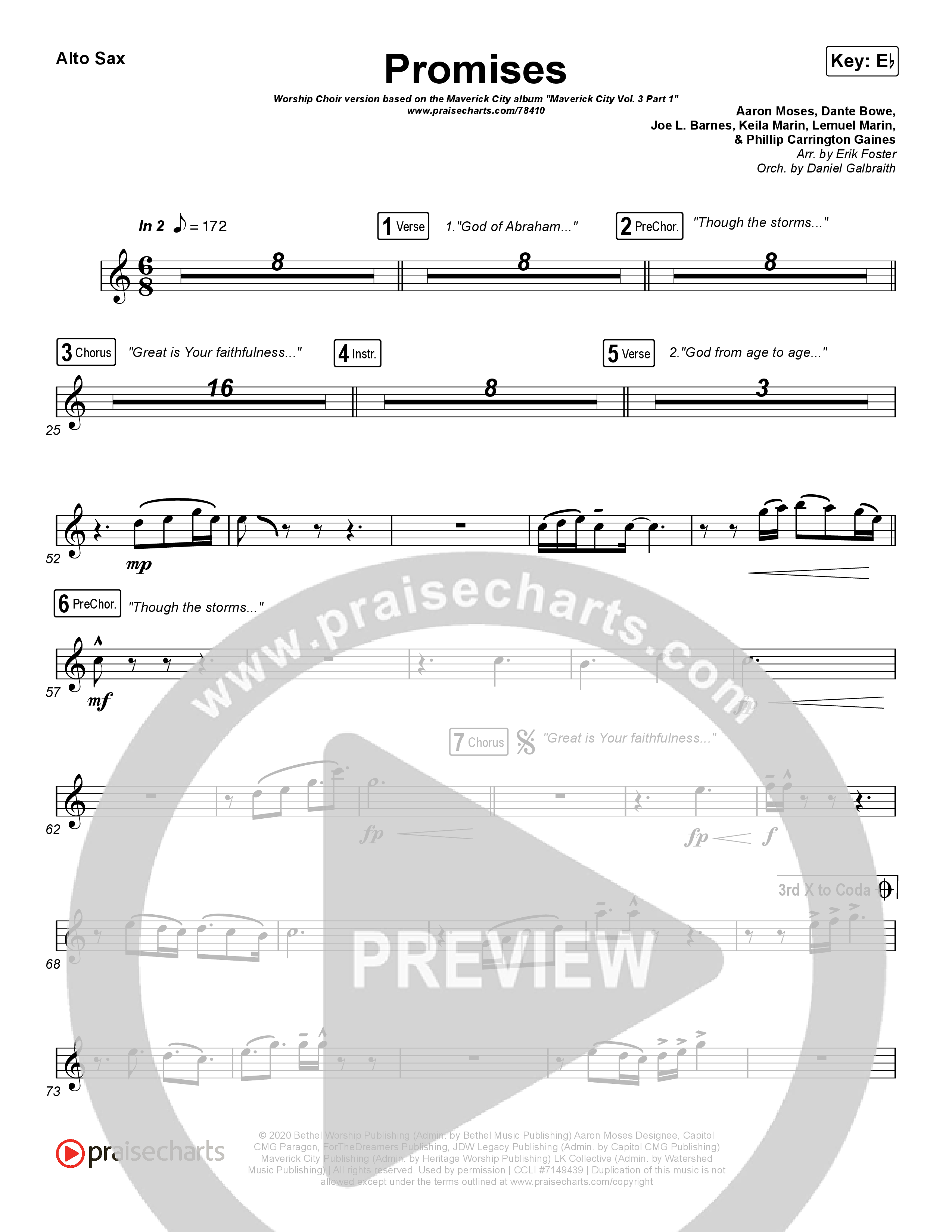 Promises (Worship Choir SAB) Sax Pack (Maverick City Music / Arr. Erik Foster)
