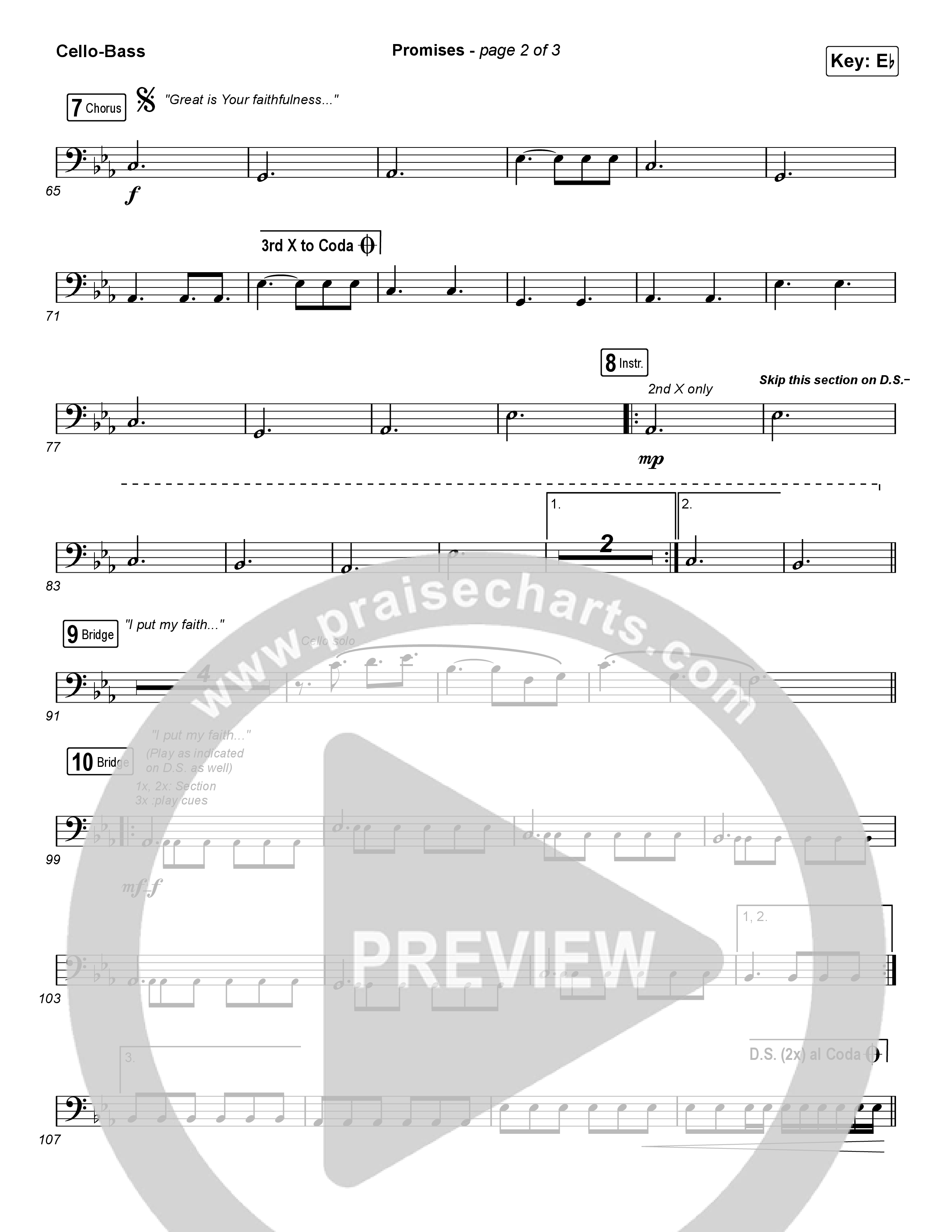 Promises (Worship Choir SAB) Cello/Bass (Maverick City Music / Arr. Erik Foster)