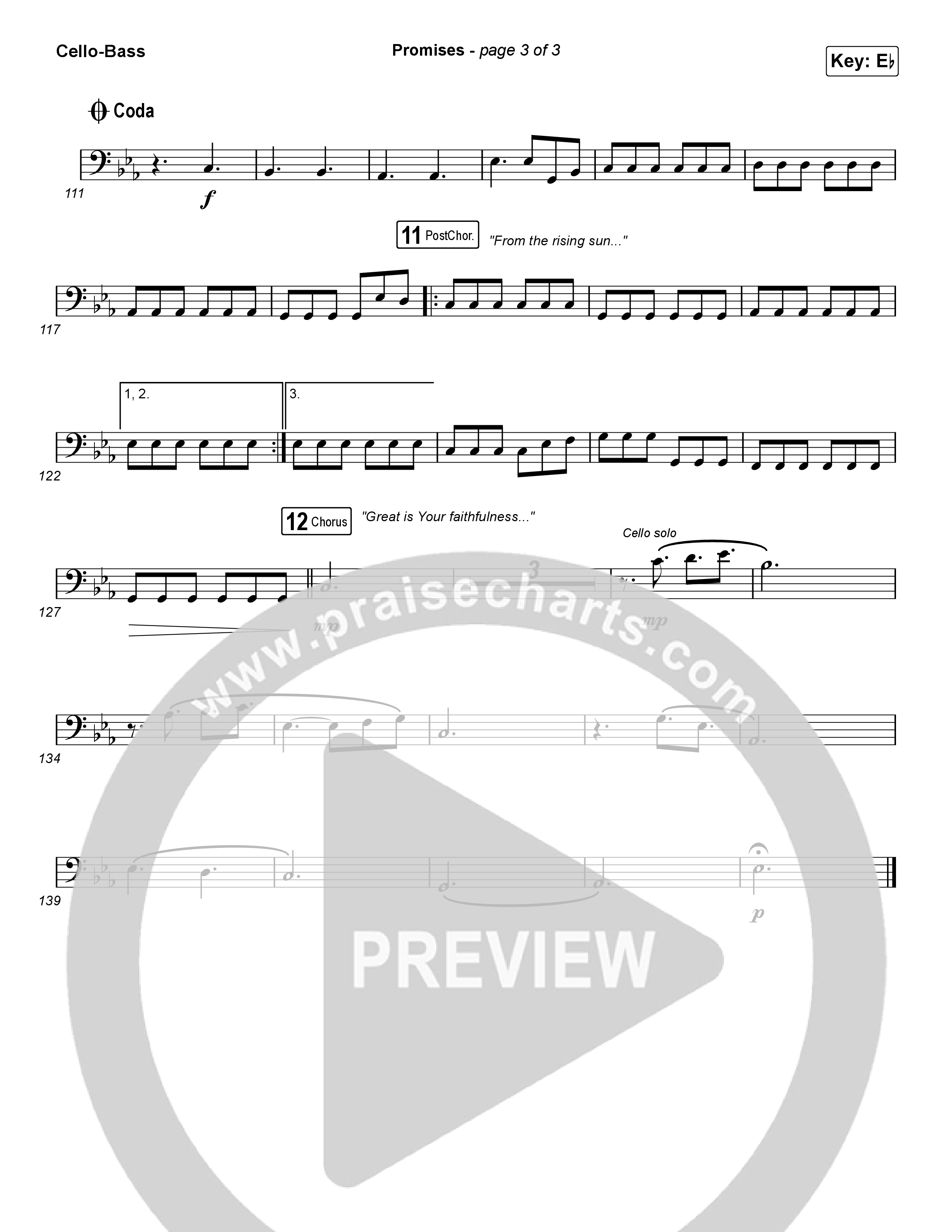 Promises (Worship Choir SAB) Cello/Bass (Maverick City Music / Arr. Erik Foster)