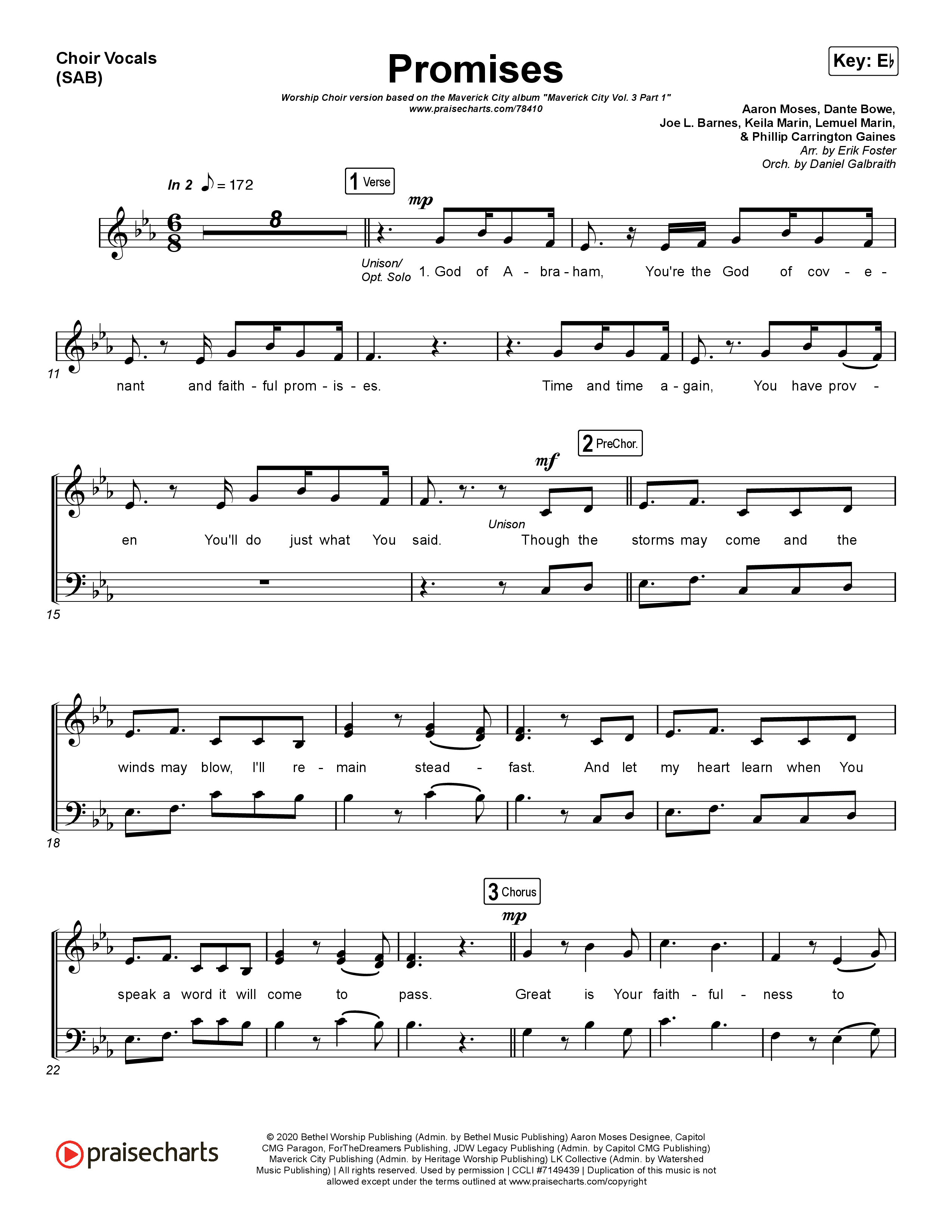 Promises (Worship Choir SAB) Choir Sheet (SAB) (Maverick City Music / Arr. Erik Foster)