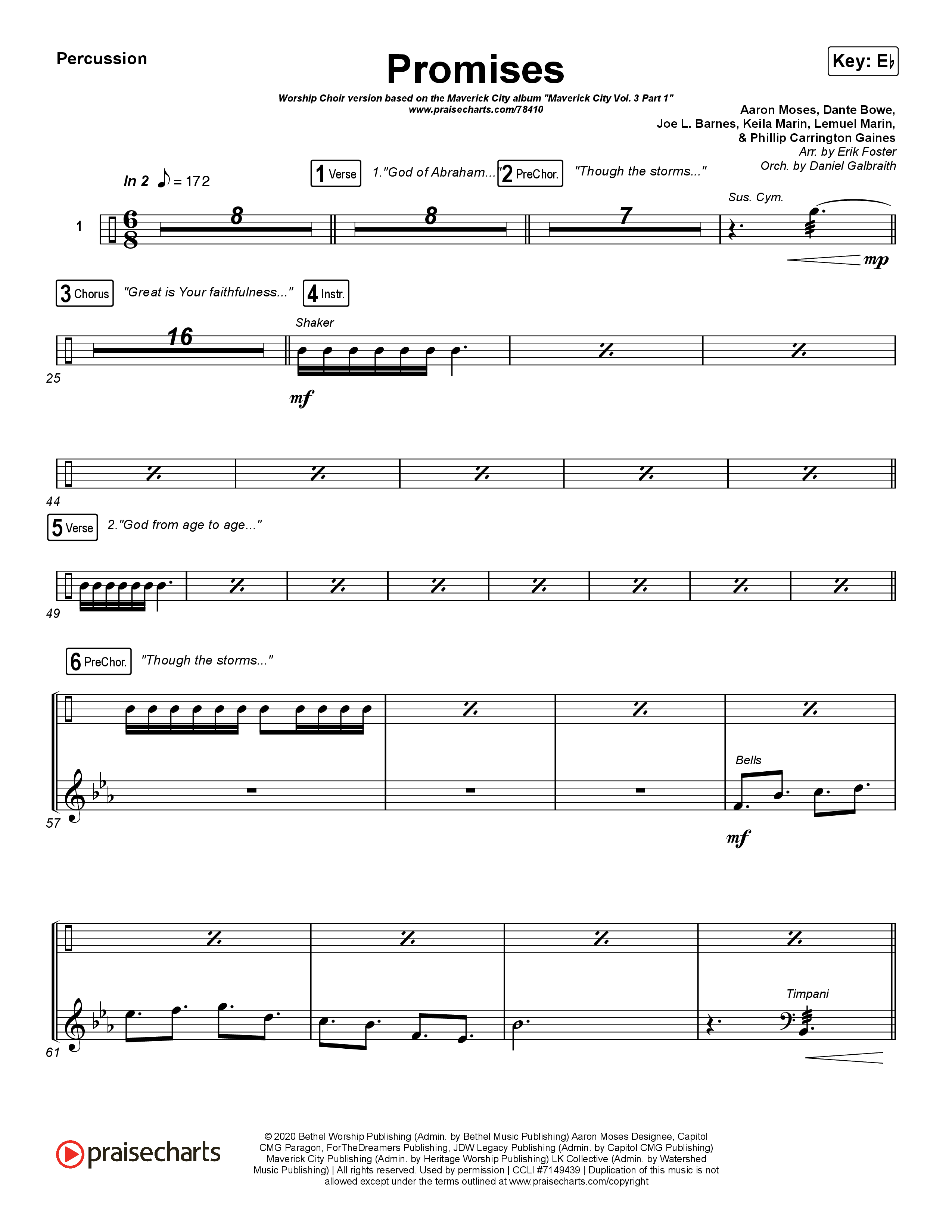 Promises (Worship Choir SAB) Percussion (Maverick City Music / Arr. Erik Foster)