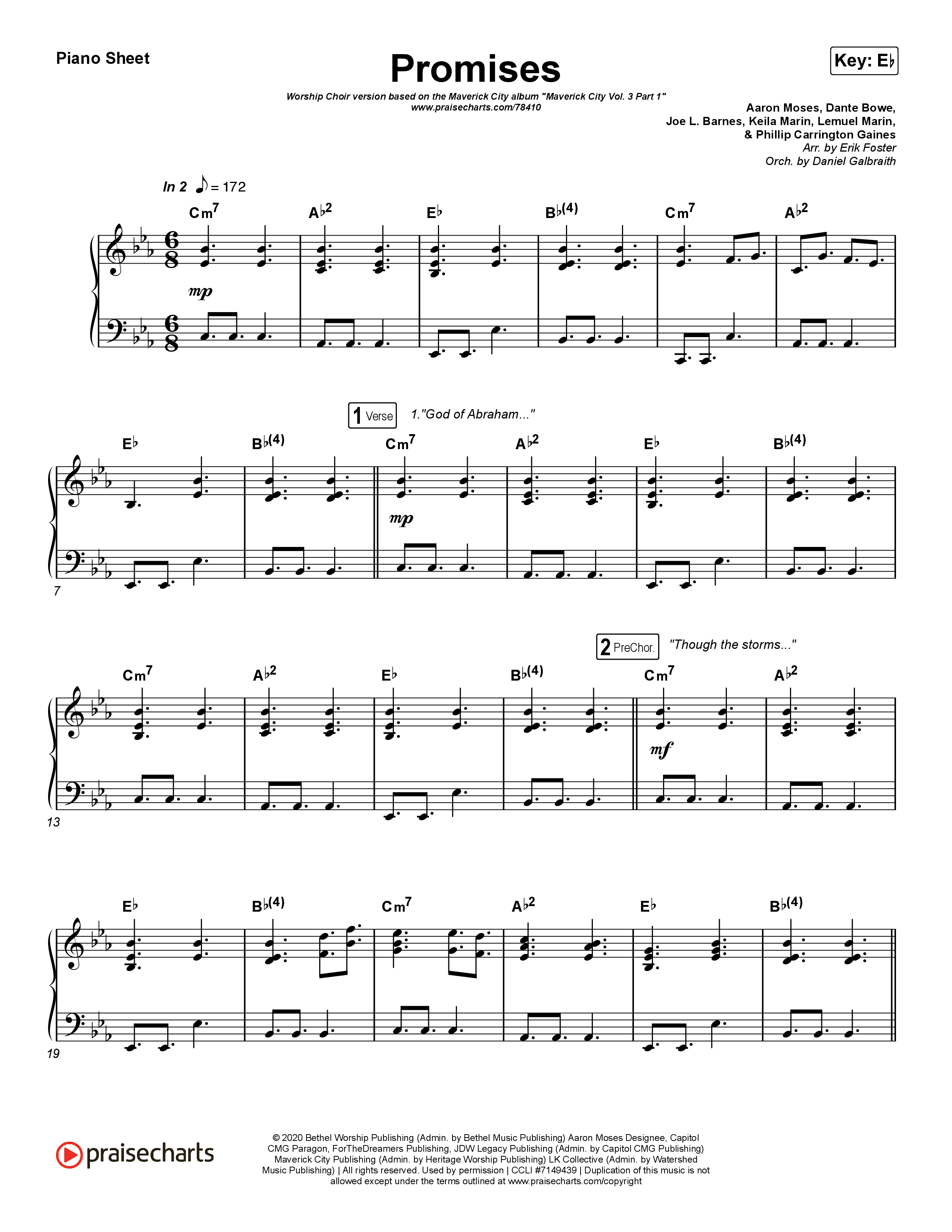 Promises (Worship Choir SAB) Piano Sheet (Maverick City Music / Arr. Erik Foster)
