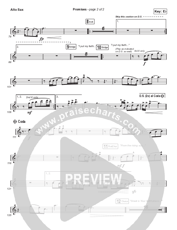 Promises (Worship Choir SAB) Alto Sax (Maverick City Music / Arr. Erik Foster)