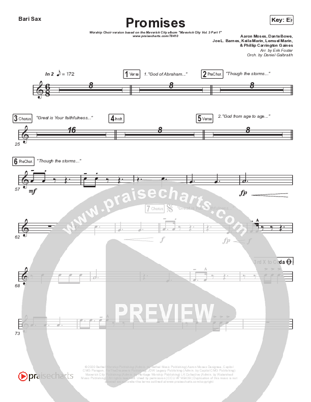 Promises (Worship Choir SAB) Bari Sax (Maverick City Music / Arr. Erik Foster)