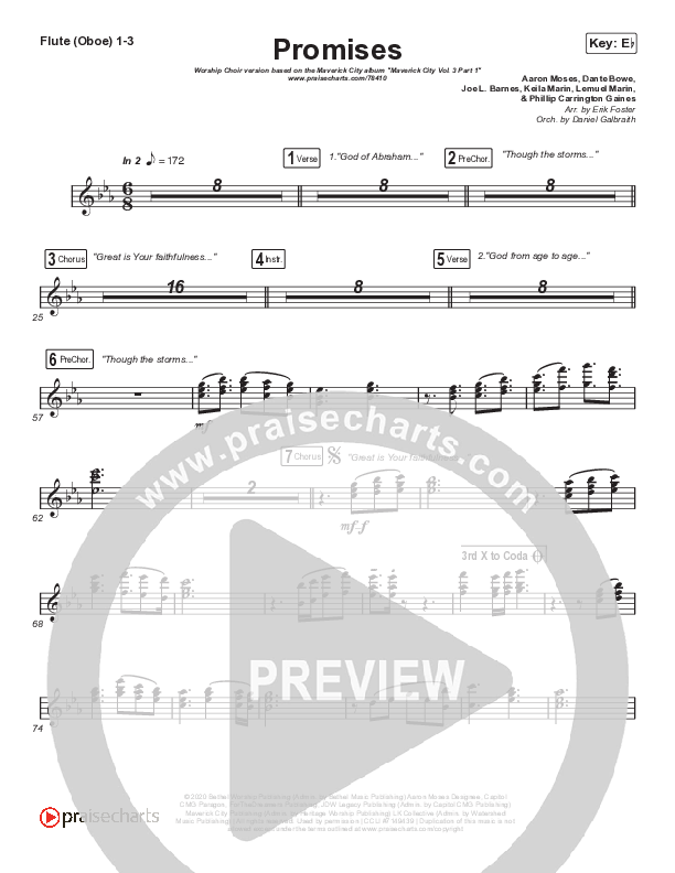 Promises (Worship Choir SAB) Flute/Oboe 1/2/3 (Maverick City Music / Arr. Erik Foster)