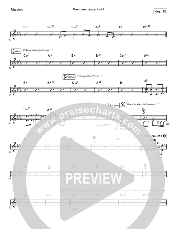 Promises (Worship Choir SAB) Rhythm Chart (Maverick City Music / Arr. Erik Foster)