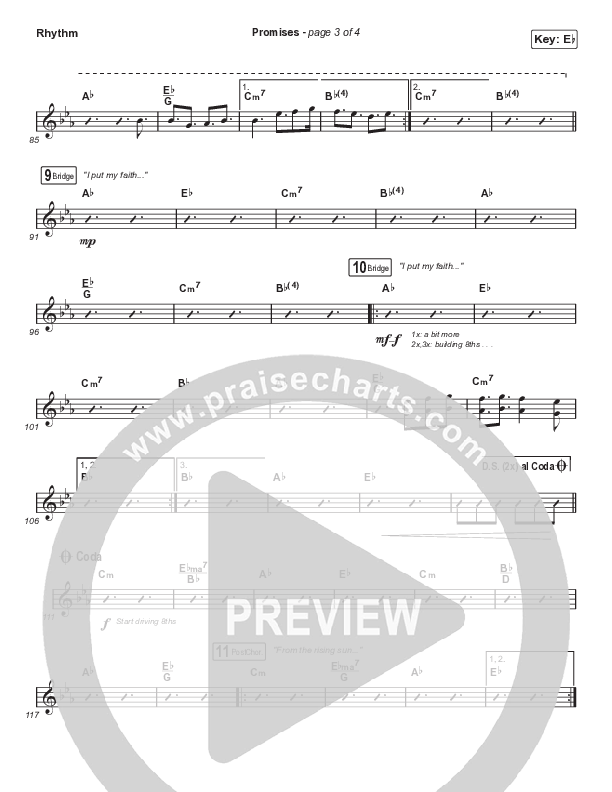 Promises (Worship Choir SAB) Rhythm Chart (Maverick City Music / Arr. Erik Foster)