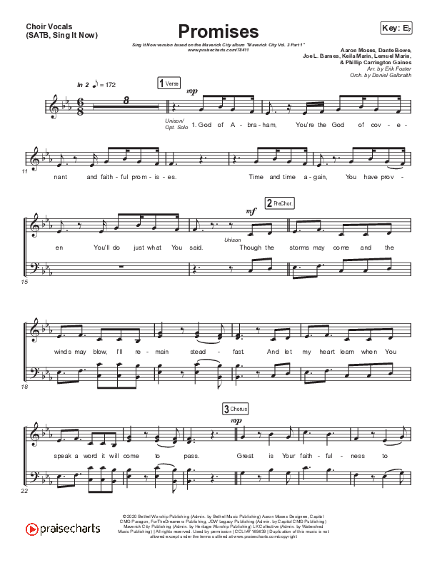 Promises (Sing It Now SATB) Choir Sheet (SATB) (Maverick City Music / Arr. Erik Foster)