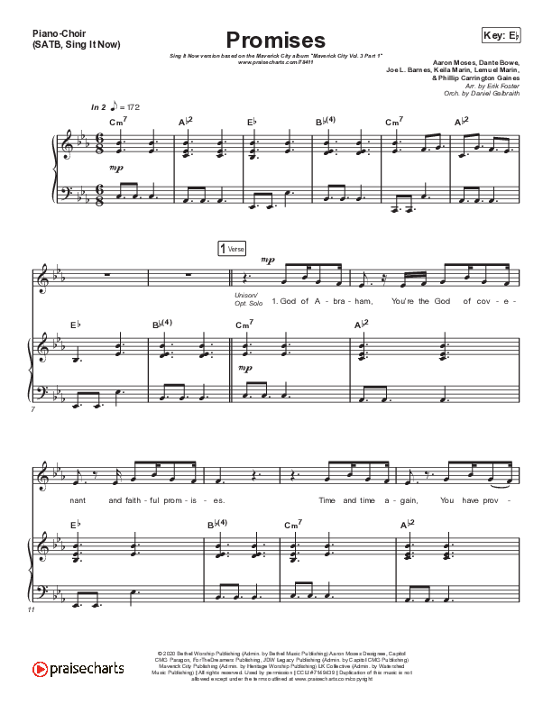 Promises (Sing It Now SATB) Piano/Choir (SATB) (Maverick City Music / Arr. Erik Foster)