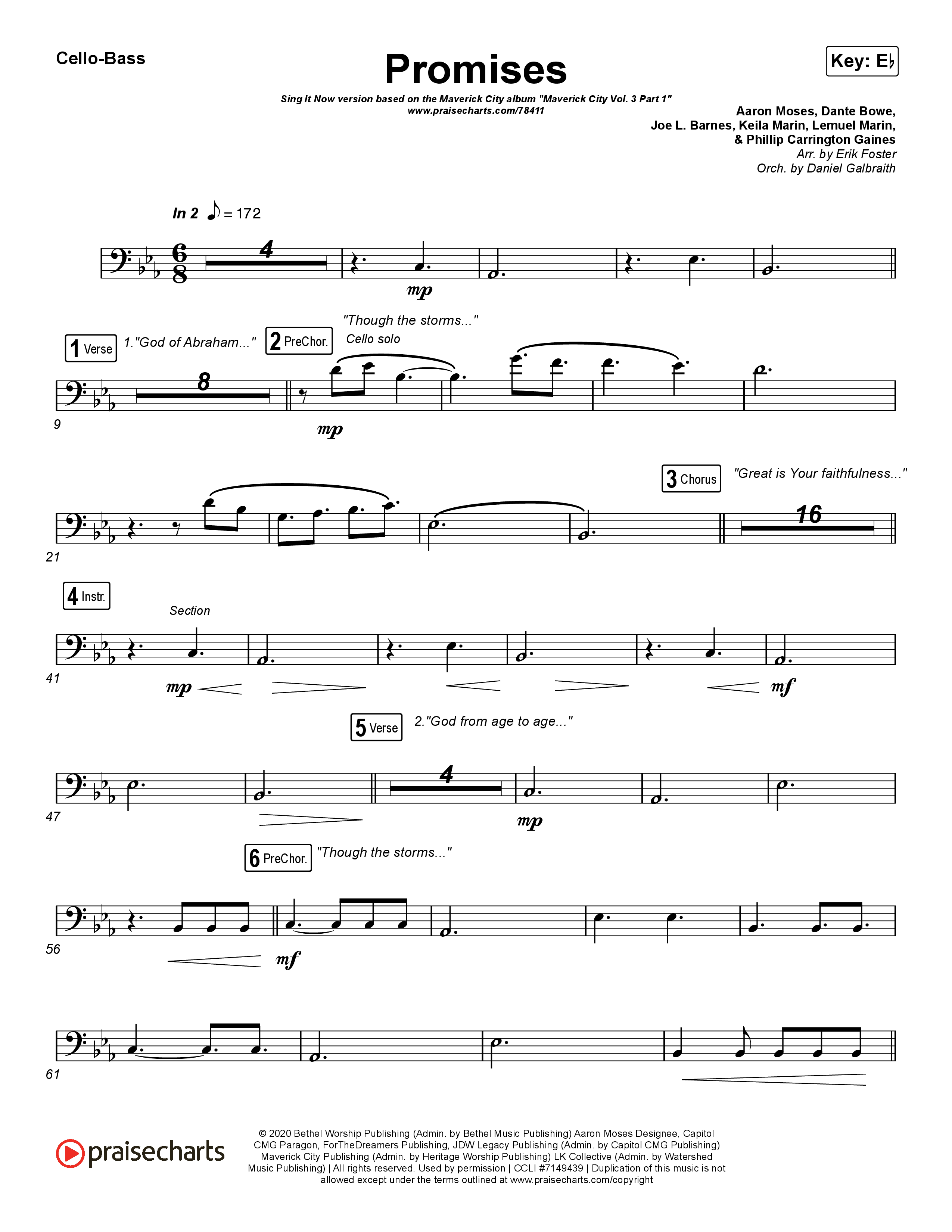Promises (Sing It Now SATB) Cello/Bass (Maverick City Music / Arr. Erik Foster)