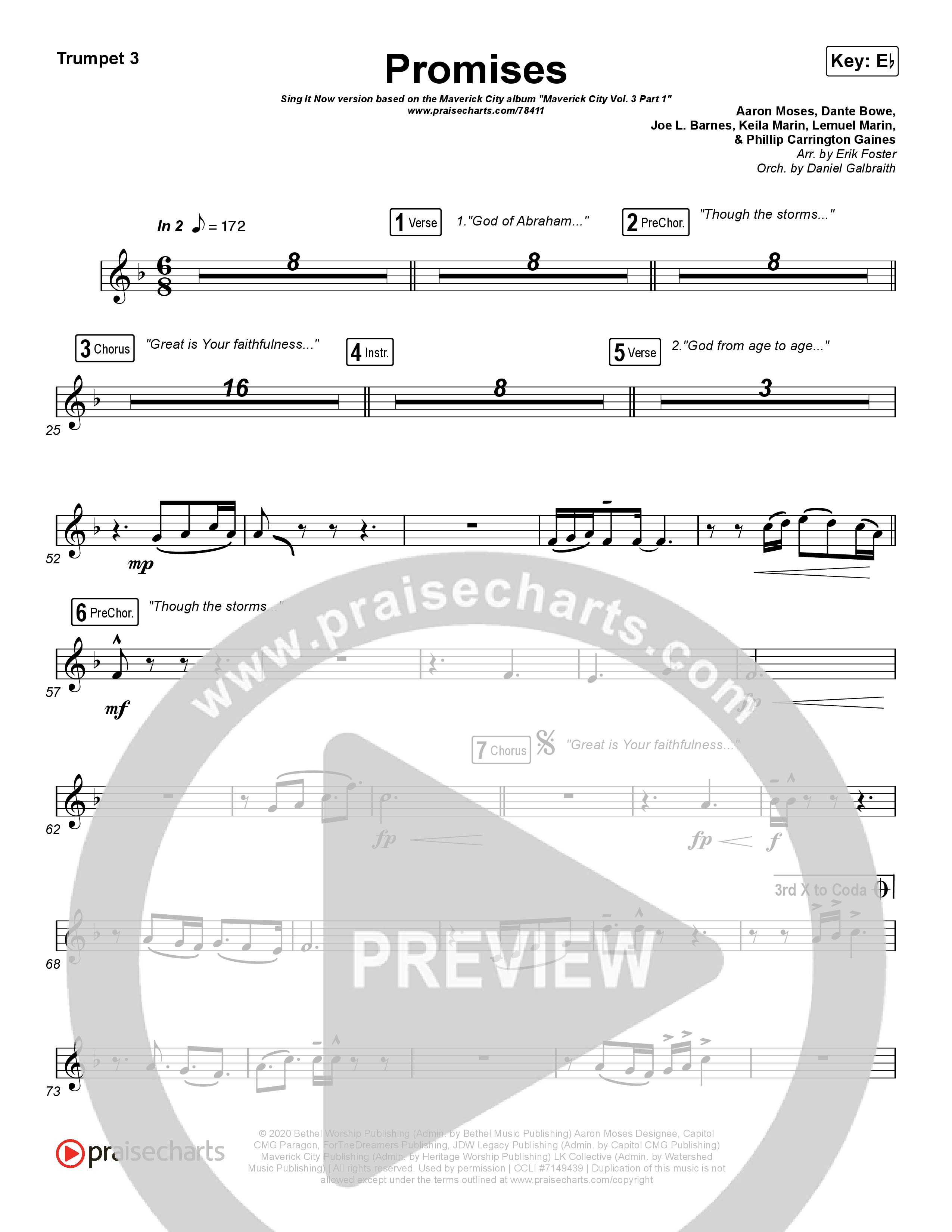 Promises (Sing It Now SATB) Trumpet 3 (Maverick City Music / Arr. Erik Foster)