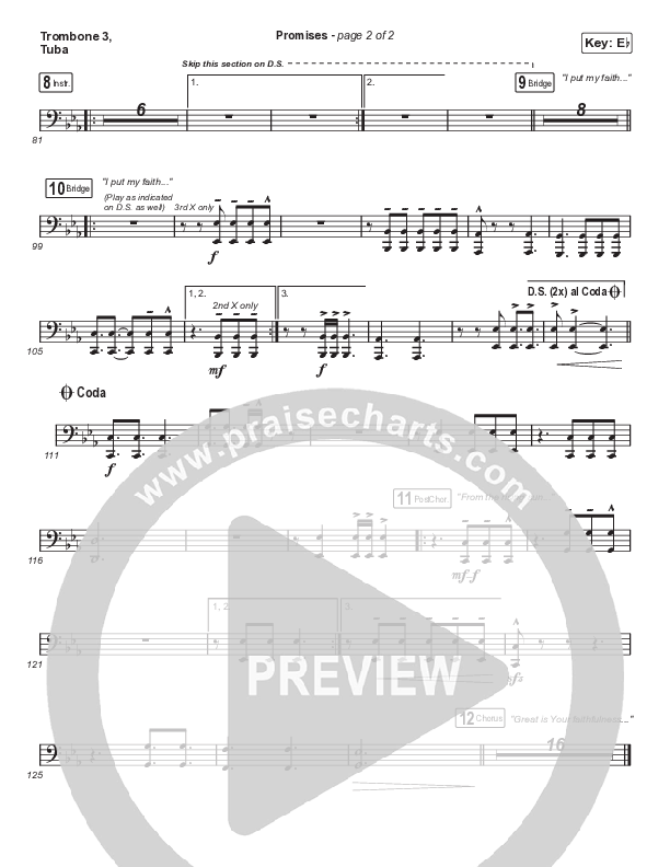 Promises (Sing It Now SATB) Trombone 3/Tuba (Maverick City Music / Arr. Erik Foster)