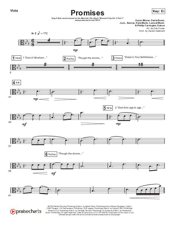 Promises (Sing It Now SATB) Viola (Maverick City Music / Arr. Erik Foster)