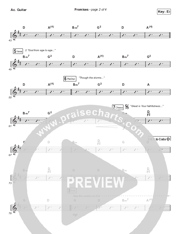 Promises (Unison/2-Part Choir) Acoustic Guitar (Maverick City Music / Arr. Erik Foster)