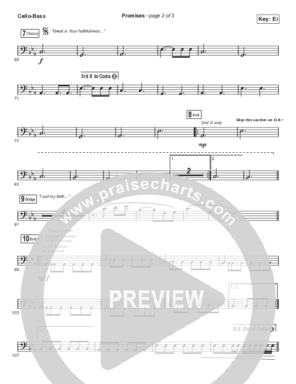 Promises (Unison/2-Part Choir) Cello/Bass (Maverick City Music / Arr. Erik Foster)
