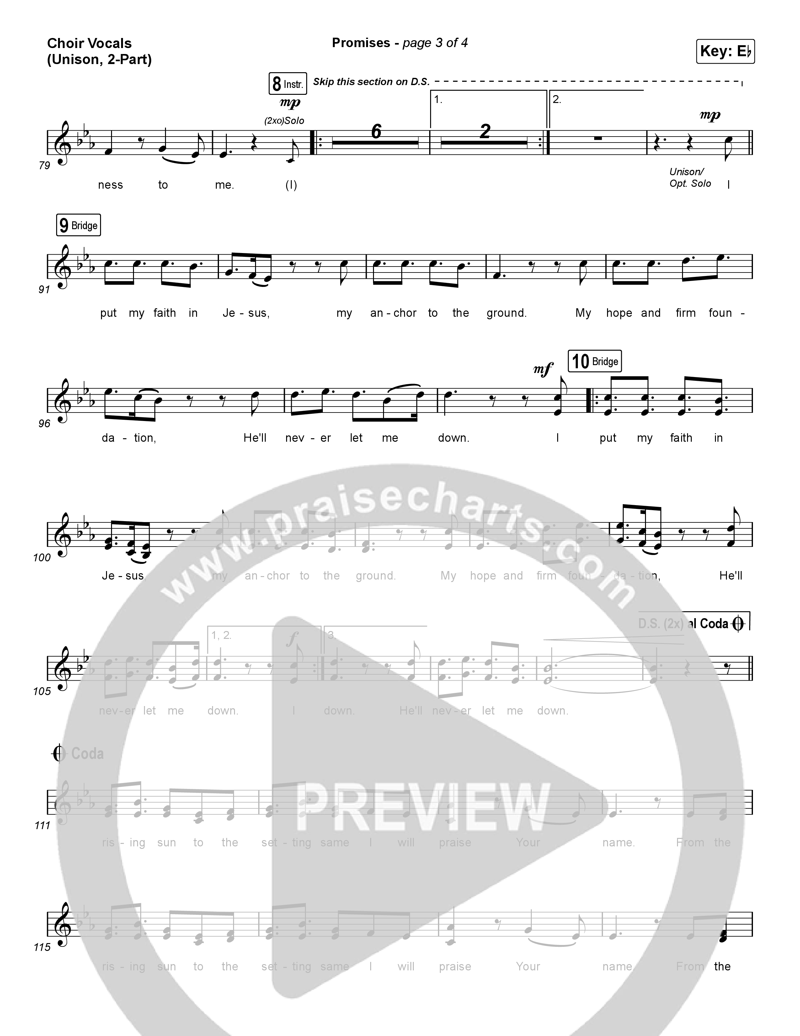Promises (Unison/2-Part Choir) Choir Vocals (Uni/2-Part) (Maverick City Music / Arr. Erik Foster)