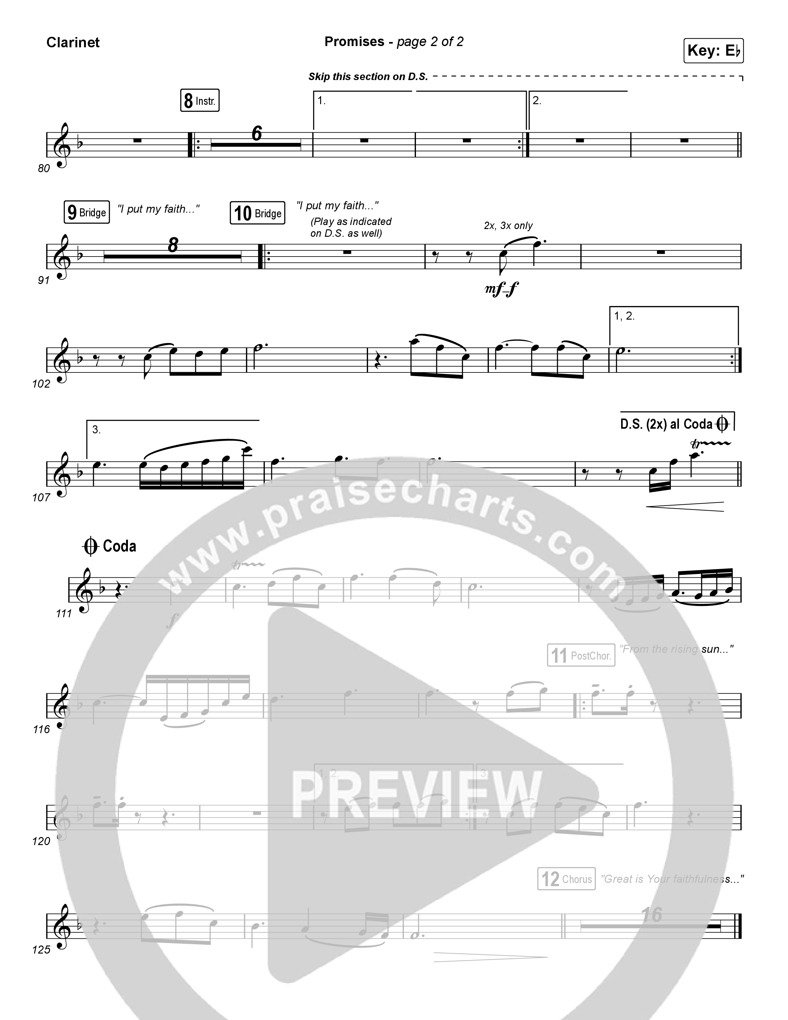 Promises (Unison/2-Part Choir) Clarinet (Maverick City Music / Arr. Erik Foster)