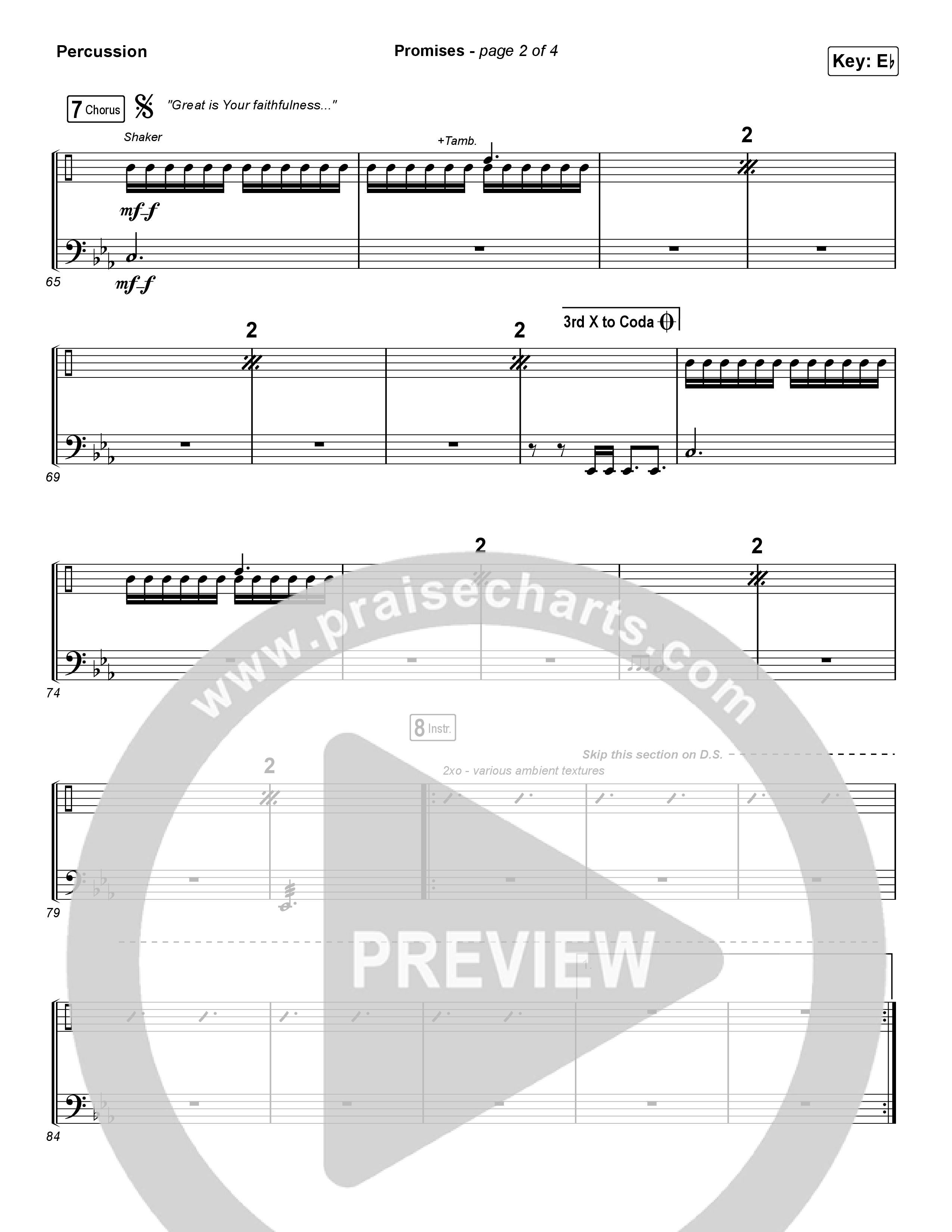 Promises (Unison/2-Part Choir) Percussion (Maverick City Music / Arr. Erik Foster)