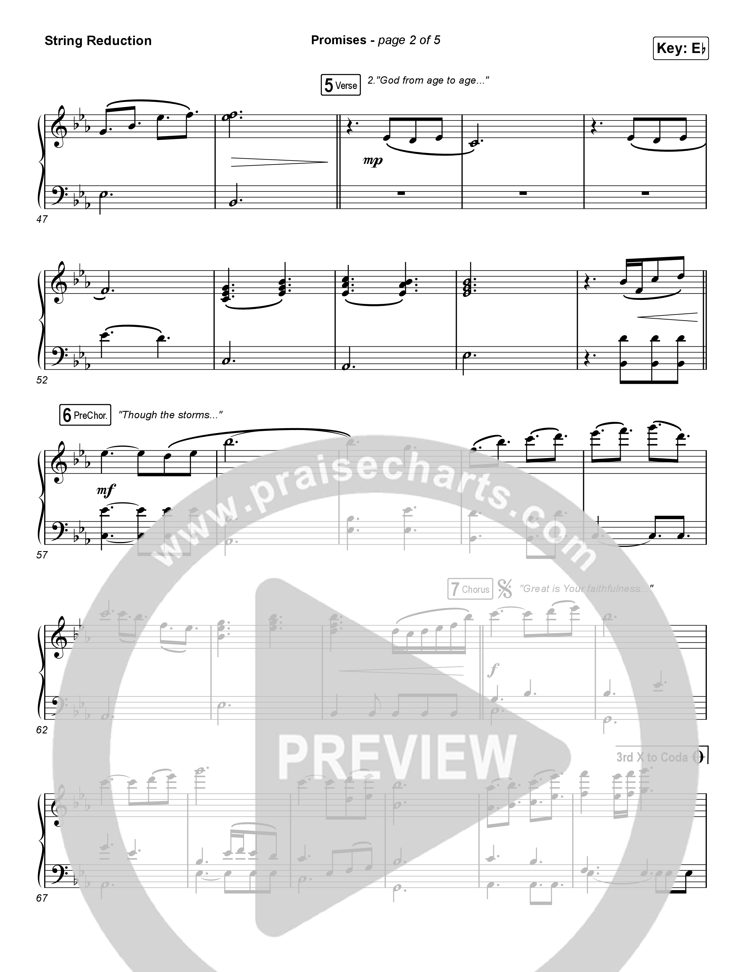 Promises (Unison/2-Part Choir) String Reduction (Maverick City Music / Arr. Erik Foster)