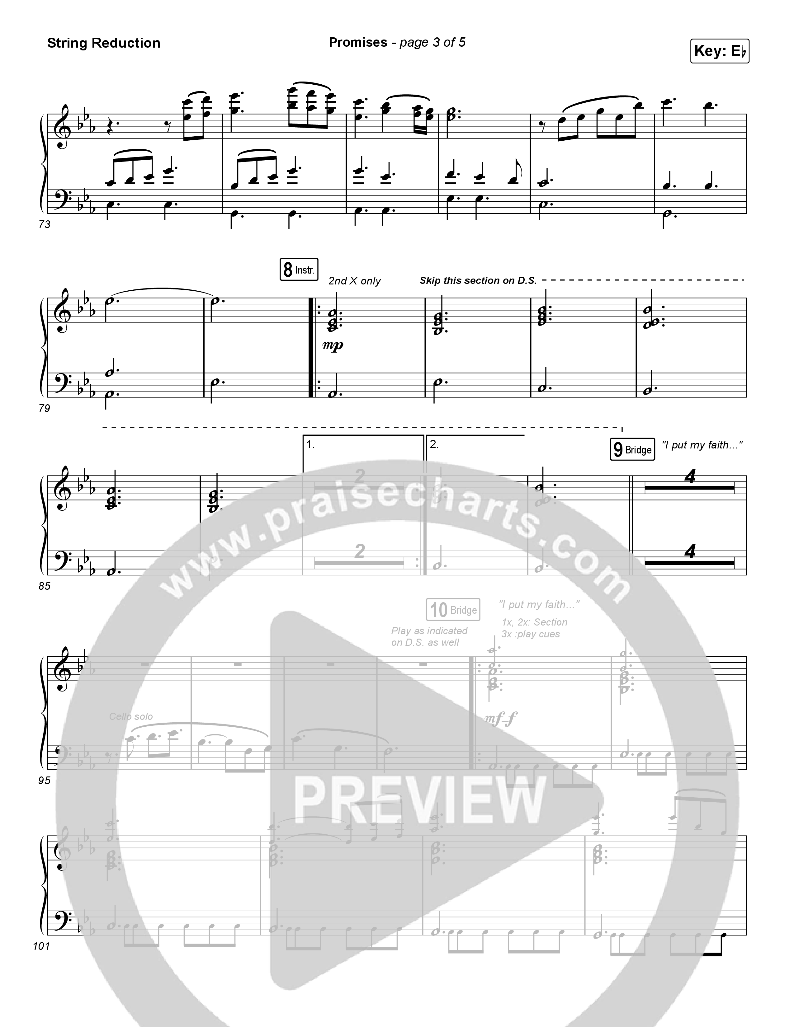 Promises (Unison/2-Part Choir) String Reduction (Maverick City Music / Arr. Erik Foster)