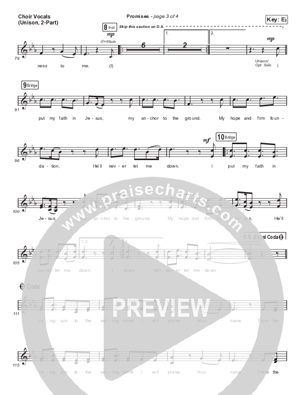 Promises (Unison/2-Part Choir) Choir Vocals (Uni/2-Part) (Maverick City Music / Arr. Erik Foster)
