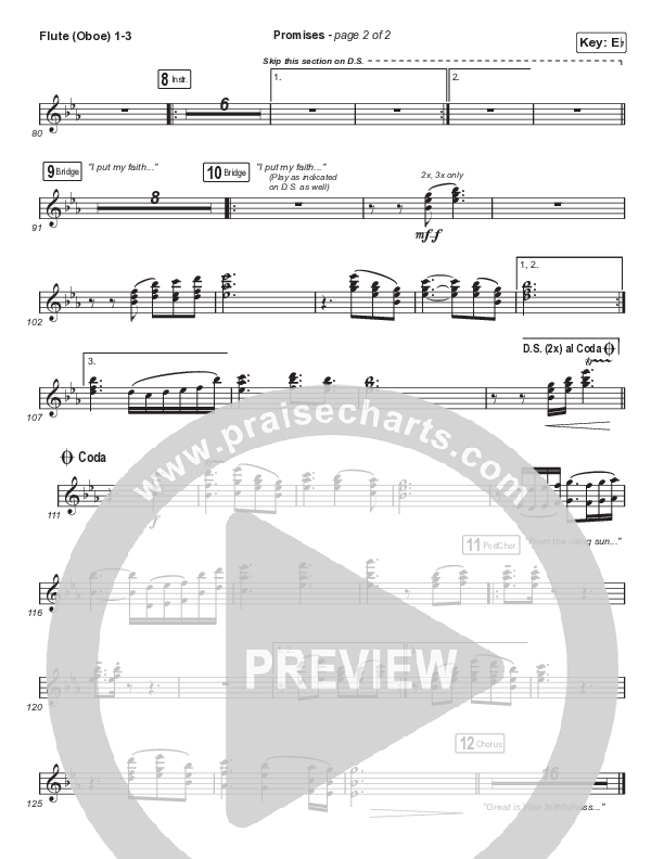 Promises (Unison/2-Part Choir) Flute/Oboe 1/2/3 (Maverick City Music / Arr. Erik Foster)