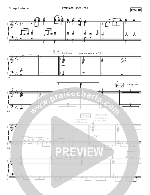 Promises (Unison/2-Part Choir) String Reduction (Maverick City Music / Arr. Erik Foster)