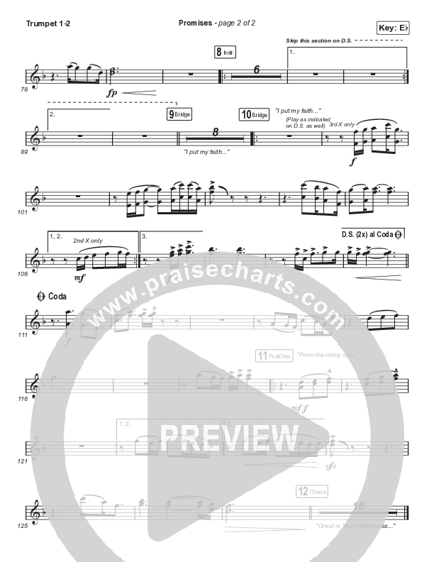 Promises (Unison/2-Part Choir) Trumpet 1,2 (Maverick City Music / Arr. Erik Foster)