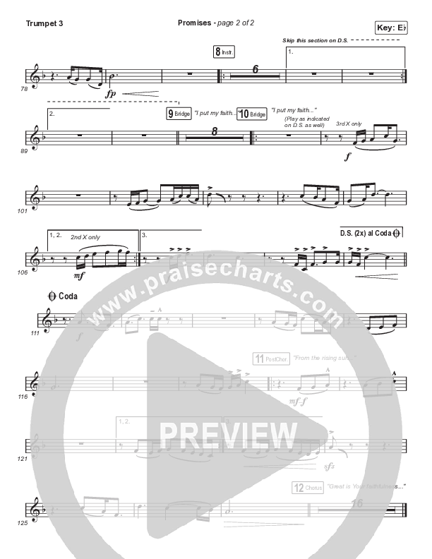 Promises (Unison/2-Part Choir) Trumpet 3 (Maverick City Music / Arr. Erik Foster)