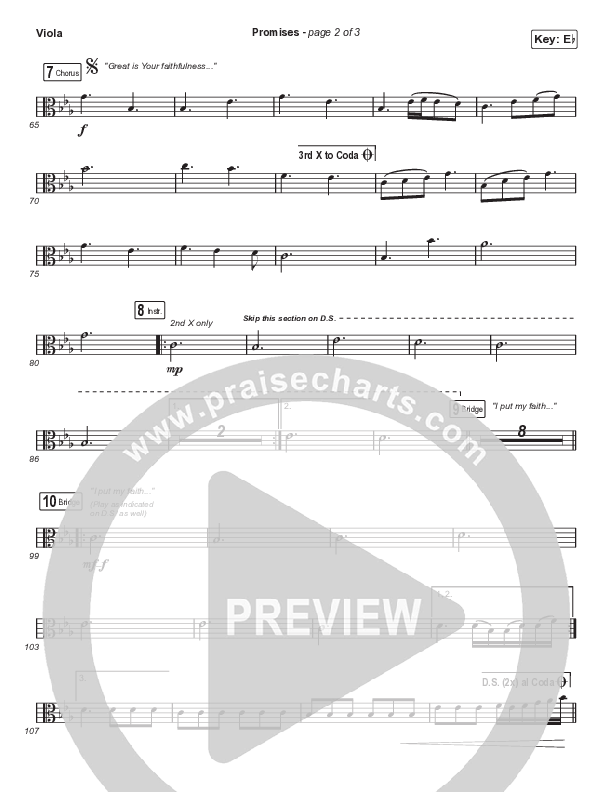 Promises (Unison/2-Part Choir) Viola (Maverick City Music / Arr. Erik Foster)