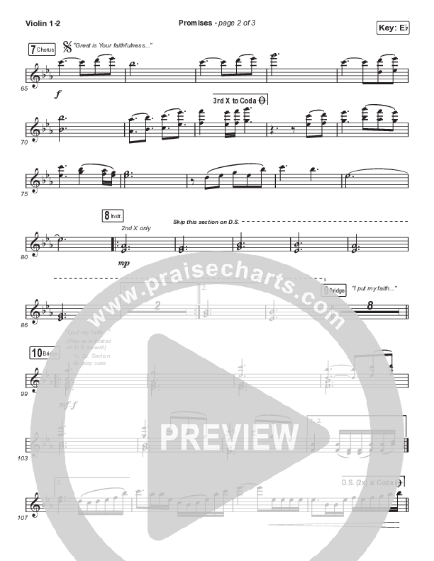 Promises (Unison/2-Part Choir) Violin 1/2 (Maverick City Music / Arr. Erik Foster)