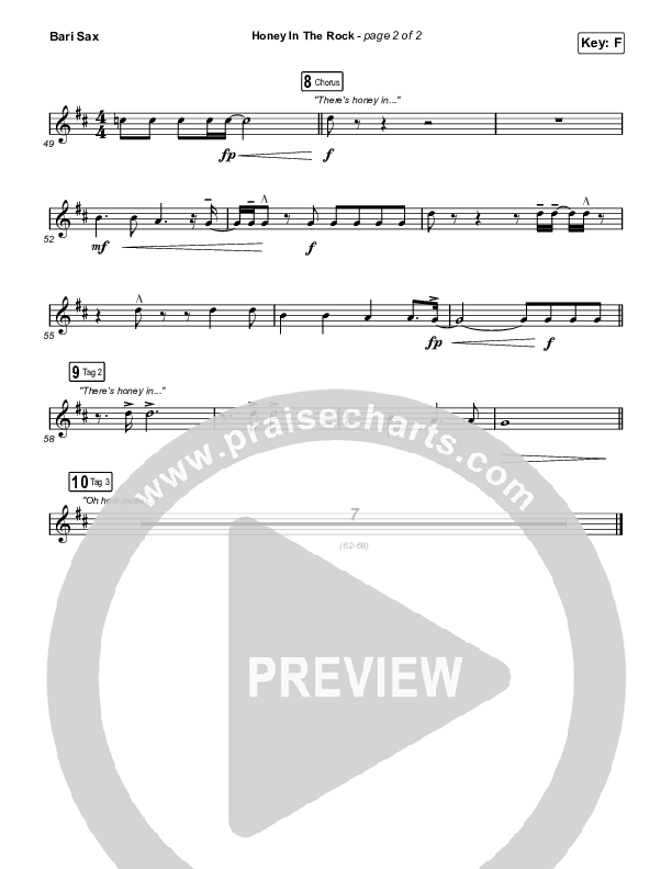 Honey In The Rock (Worship Choir SAB) Bari Sax (Brooke Ligertwood / Arr. Mason Brown)