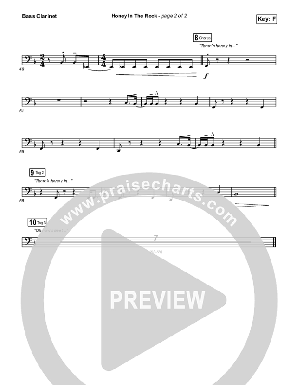 Honey In The Rock (Worship Choir SAB) Bass Clarinet (Brooke Ligertwood / Arr. Mason Brown)