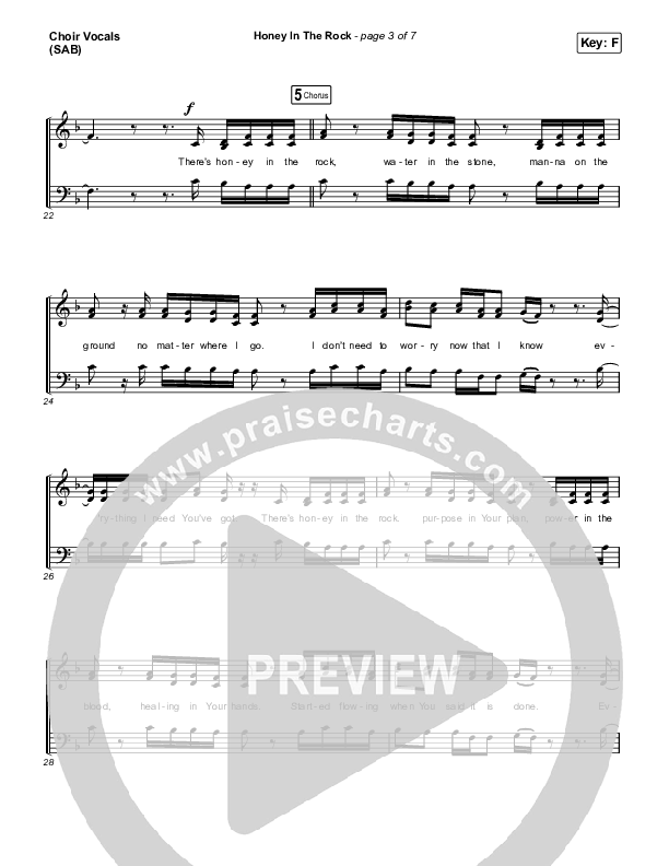 Honey In The Rock (Worship Choir SAB) Choir Sheet (SAB) (Brooke Ligertwood / Arr. Mason Brown)