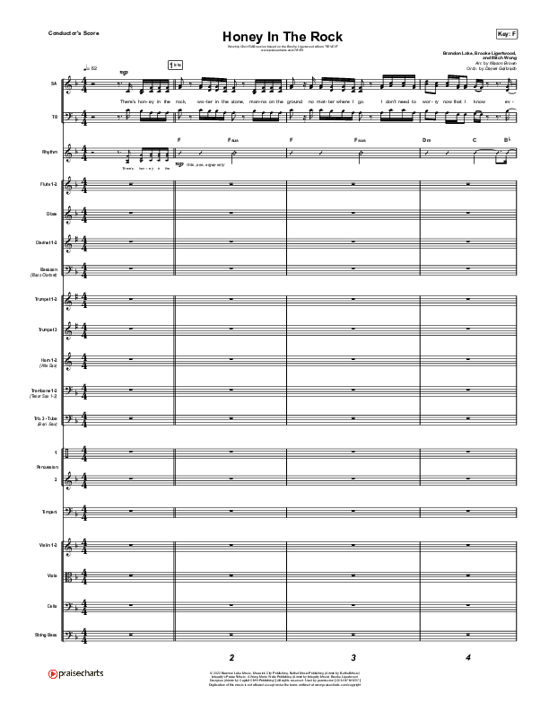 Honey In The Rock (Worship Choir SAB) Conductor's Score (Brooke Ligertwood / Arr. Mason Brown)