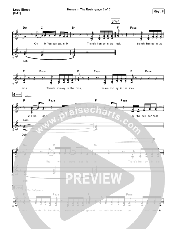 Honey In The Rock (Worship Choir SAB) Lead Sheet (SAT) (Brooke Ligertwood / Arr. Mason Brown)